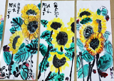 向日葵-國畫基礎班-2015年11月7日學生作品-新起點畫苑