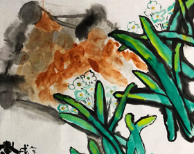 水仙花-國畫培優(yōu)班-2018年3月10日【春季班】學(xué)生作品-新起點畫苑