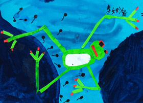 小蝌蚪找媽媽-兒童畫啟智A班-2019年6月21日【春季班/高峰店】新起點畫苑-學生作品